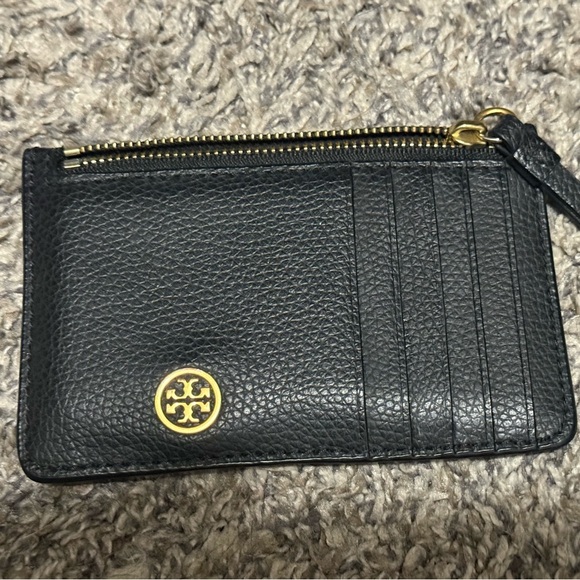 Tory Burch Black Walker Top Zip Card Case - Picture 4 of 8
